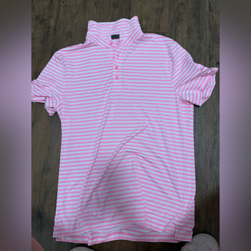 G/FORE Pink and White Striped Shirt